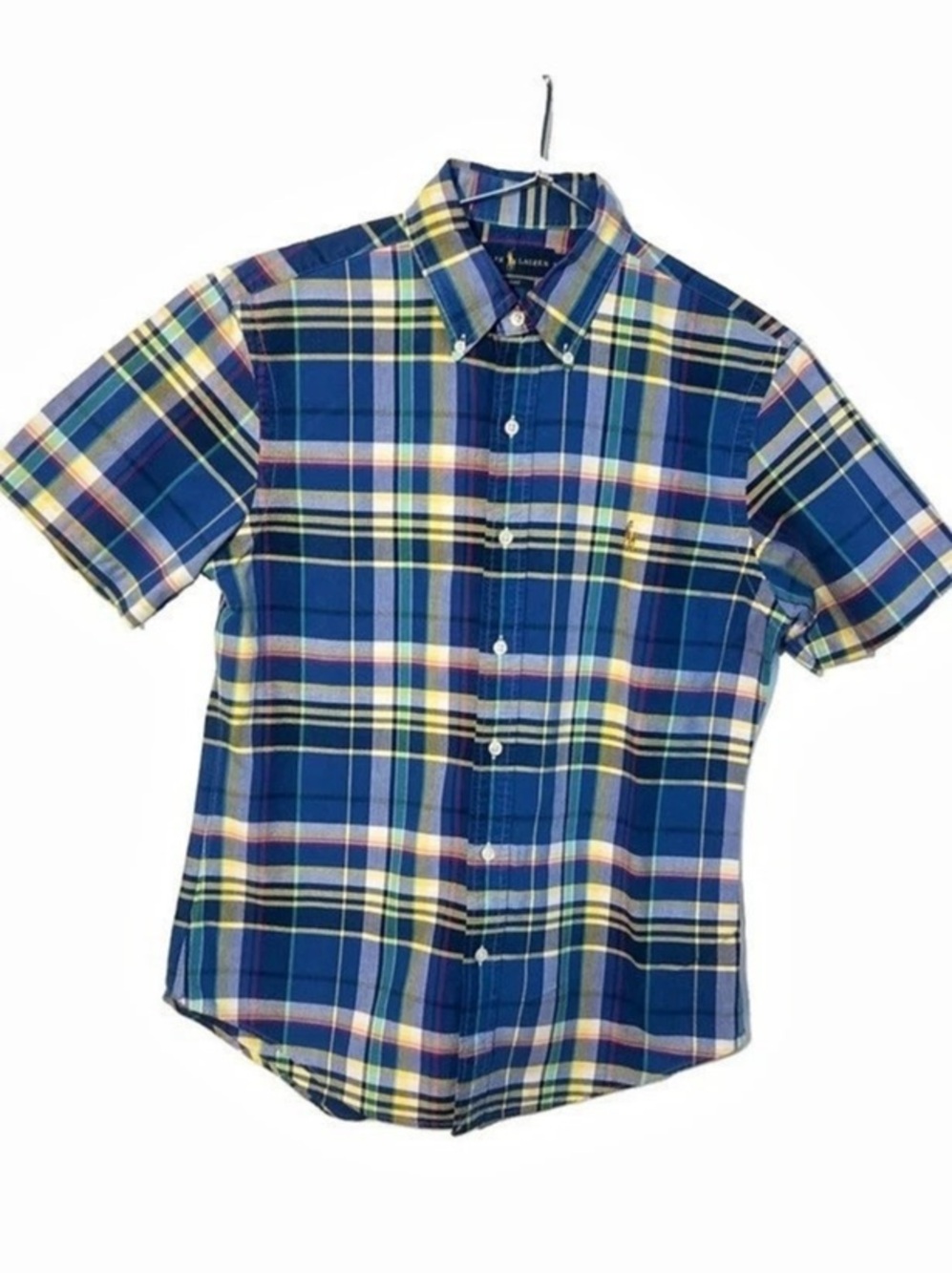 Ralph Lauren Slim Fit Plaid Short-Sleeve Button-Down Shirt Medium